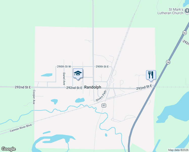 map of restaurants, bars, coffee shops, grocery stores, and more near in Randolph