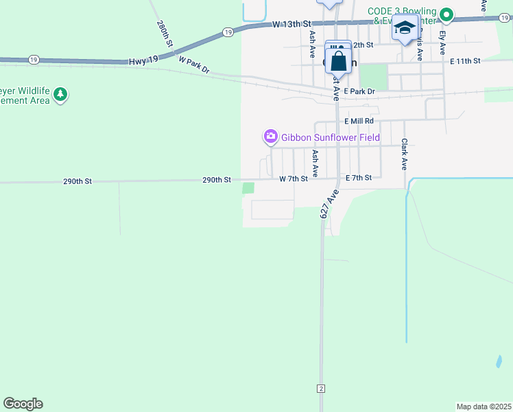 map of restaurants, bars, coffee shops, grocery stores, and more near 341 West 6th Street in Gibbon