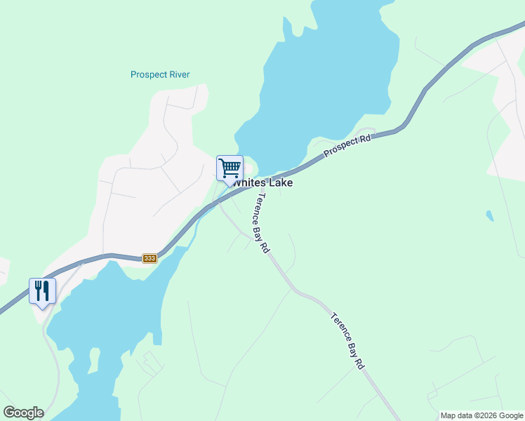 map of restaurants, bars, coffee shops, grocery stores, and more near 26 Terence Bay Road in Whites Lake
