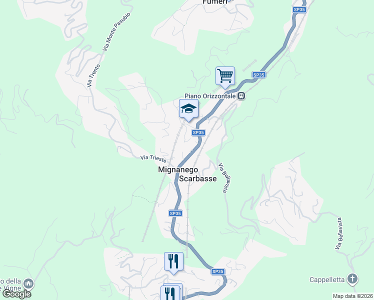 map of restaurants, bars, coffee shops, grocery stores, and more near 1 Piazza Giacomo Matteotti in Mignanego