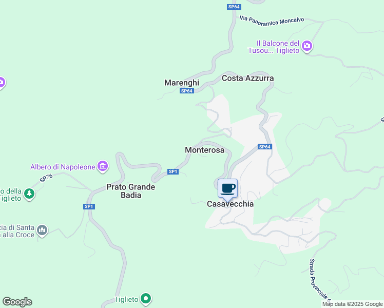 map of restaurants, bars, coffee shops, grocery stores, and more near 85 Via Guglielmo Marconi in Monterosa
