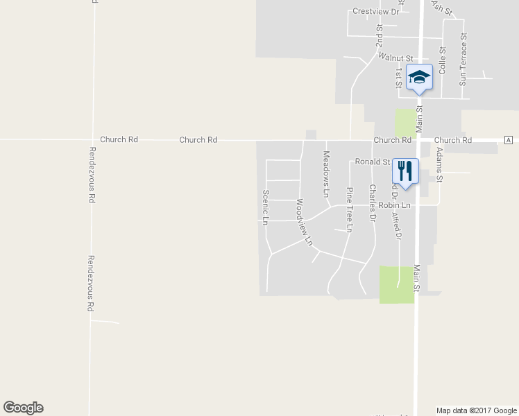 map of restaurants, bars, coffee shops, grocery stores, and more near 1673 Scenic Lane in Luxemburg