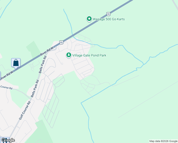 map of restaurants, bars, coffee shops, grocery stores, and more near 30 Hills Thistle Drive in Wasaga Beach
