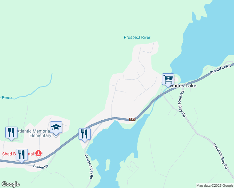 map of restaurants, bars, coffee shops, grocery stores, and more near 57 Bayview Drive in Whites Lake