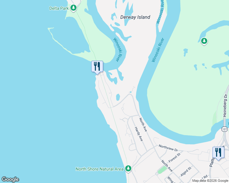 map of restaurants, bars, coffee shops, grocery stores, and more near 32 North Cove Road in Burlington