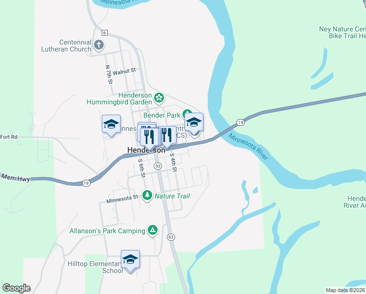 map of restaurants, bars, coffee shops, grocery stores, and more near 111 South 3rd Street in Henderson