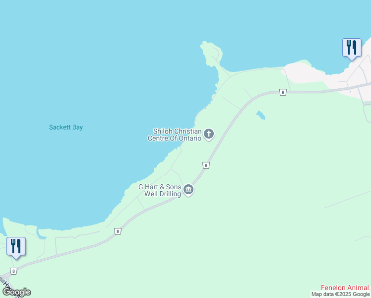 map of restaurants, bars, coffee shops, grocery stores, and more near 117 Grove Road in Kawartha Lakes