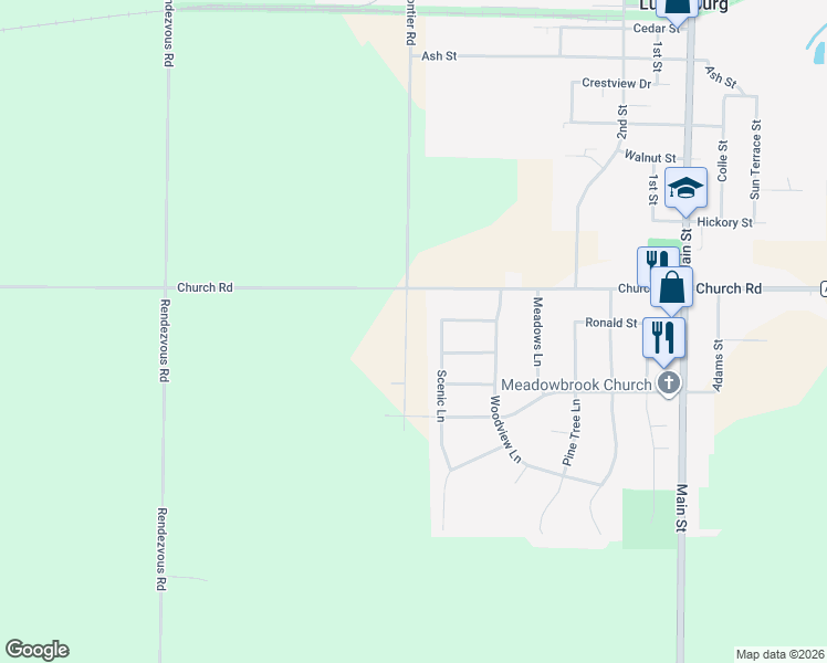 map of restaurants, bars, coffee shops, grocery stores, and more near 1613 Scenic Lane in Luxemburg