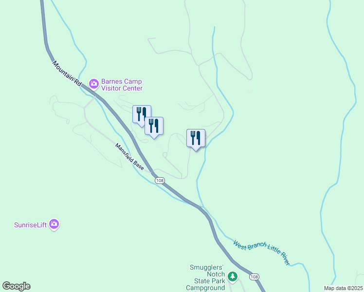 map of restaurants, bars, coffee shops, grocery stores, and more near 206 Spruce Peak in Stowe