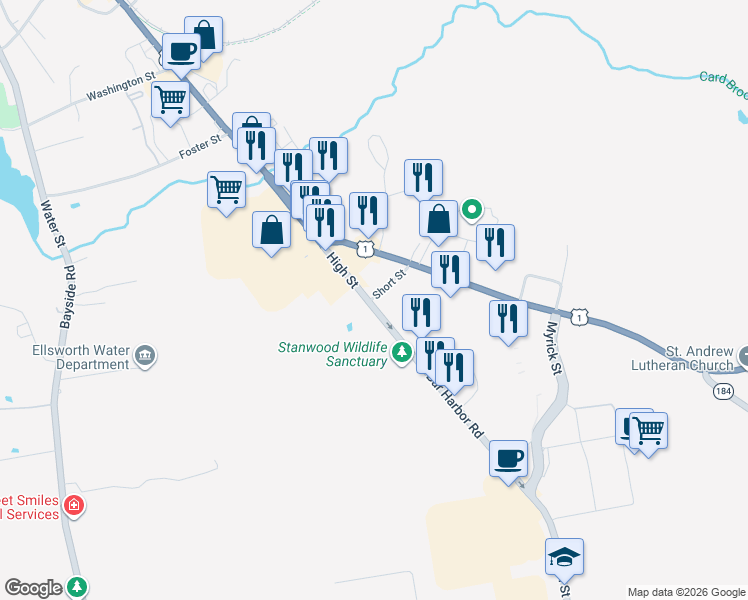 map of restaurants, bars, coffee shops, grocery stores, and more near 329 Bar Harbor Road in Trenton