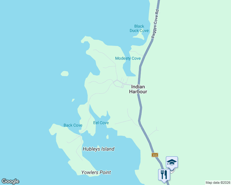 map of restaurants, bars, coffee shops, grocery stores, and more near 80 Paddys Head Road in Indian Harbour