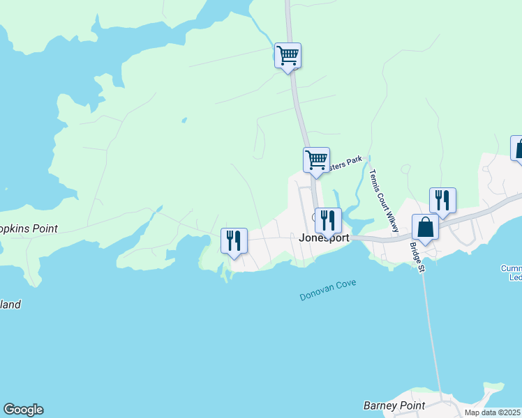 map of restaurants, bars, coffee shops, grocery stores, and more near 48 Herb's Highway in Jonesport