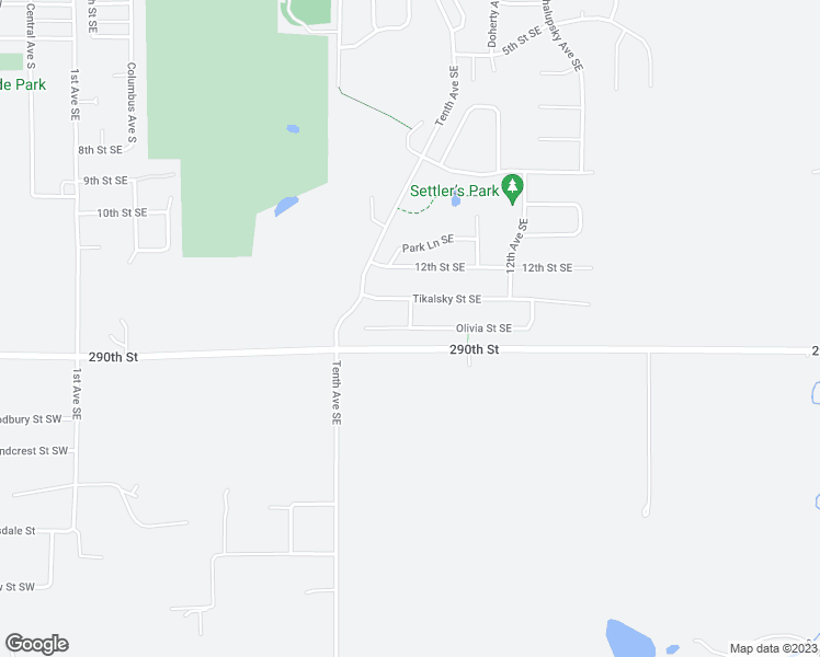 map of restaurants, bars, coffee shops, grocery stores, and more near Olivia Street Southeast in New Prague
