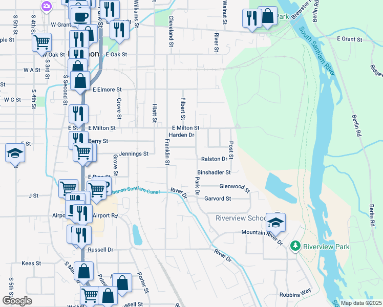 map of restaurants, bars, coffee shops, grocery stores, and more near 1720 Park Dr in Lebanon