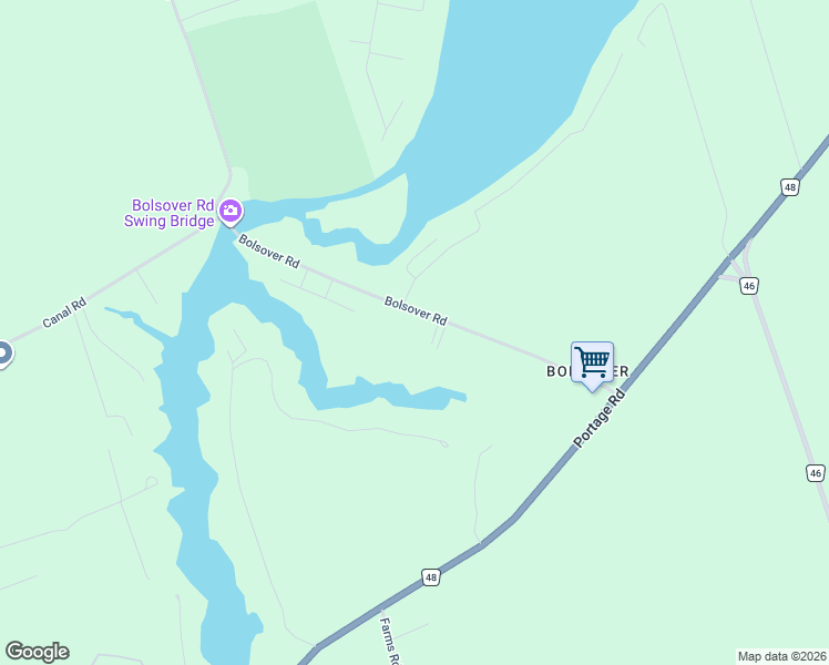 map of restaurants, bars, coffee shops, grocery stores, and more near 65 Bolsover Road in Kawartha Lakes