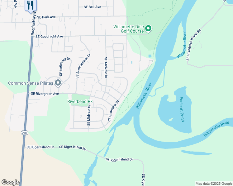 map of restaurants, bars, coffee shops, grocery stores, and more near 1262 Southeast Centerpointe Drive in Corvallis