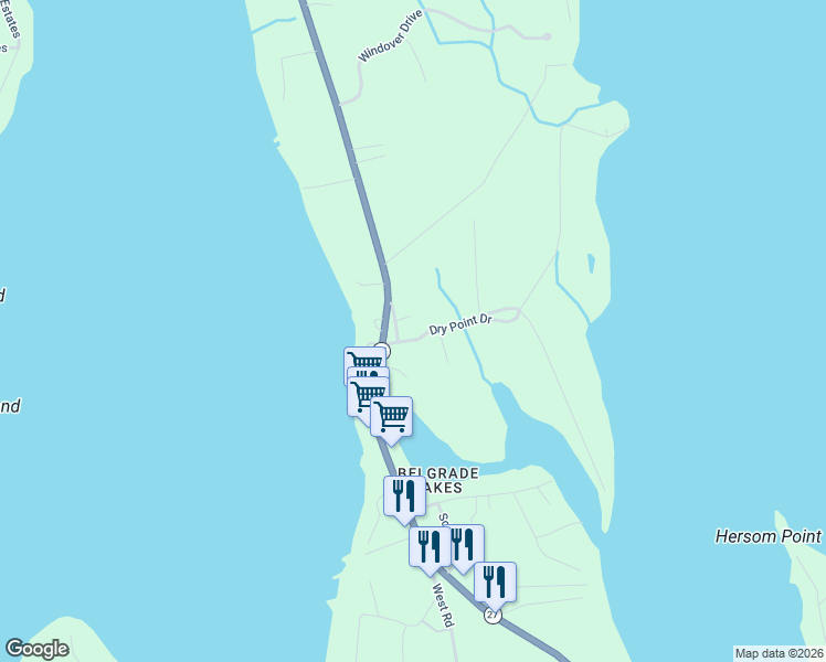 map of restaurants, bars, coffee shops, grocery stores, and more near 30 Dry Point Drive in Rome