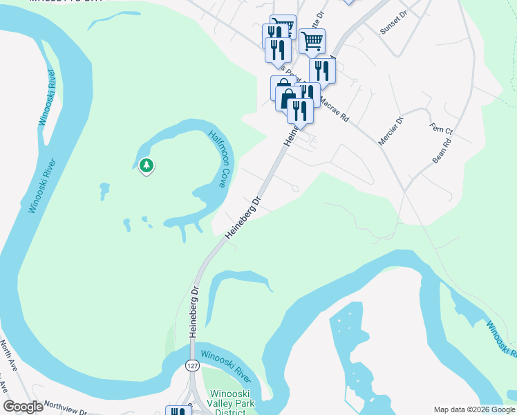 map of restaurants, bars, coffee shops, grocery stores, and more near 385 Heineberg Dr in Colchester