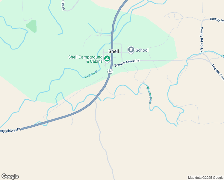 map of restaurants, bars, coffee shops, grocery stores, and more near 1510 U.S. 14 in Shell