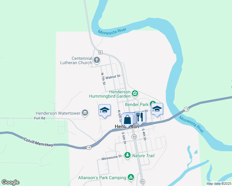 map of restaurants, bars, coffee shops, grocery stores, and more near North 6th Street in Henderson