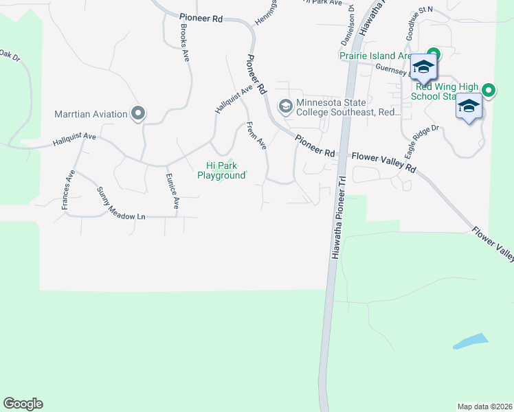 map of restaurants, bars, coffee shops, grocery stores, and more near 259 Frenn Avenue in Red Wing