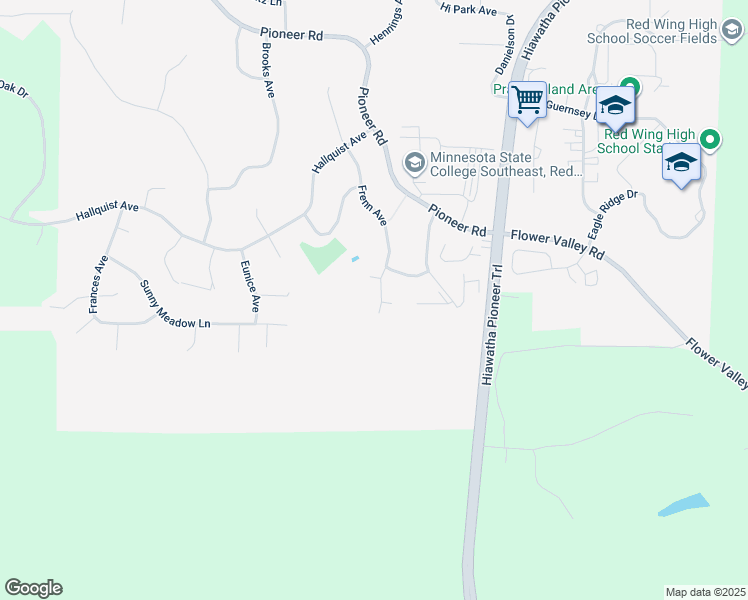 map of restaurants, bars, coffee shops, grocery stores, and more near 261 Frenn Avenue in Red Wing