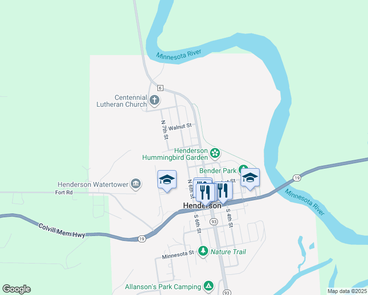 map of restaurants, bars, coffee shops, grocery stores, and more near North 6th Street in Henderson