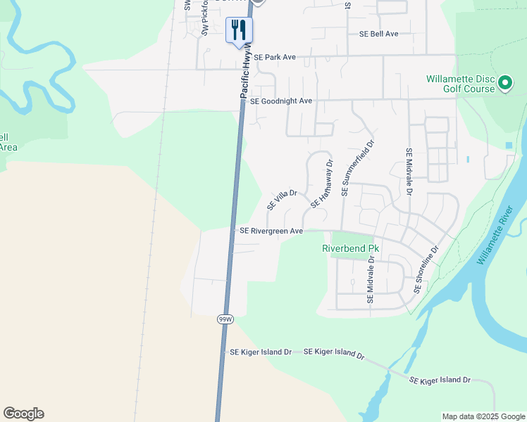 map of restaurants, bars, coffee shops, grocery stores, and more near 251 Southeast Villa Drive in Corvallis