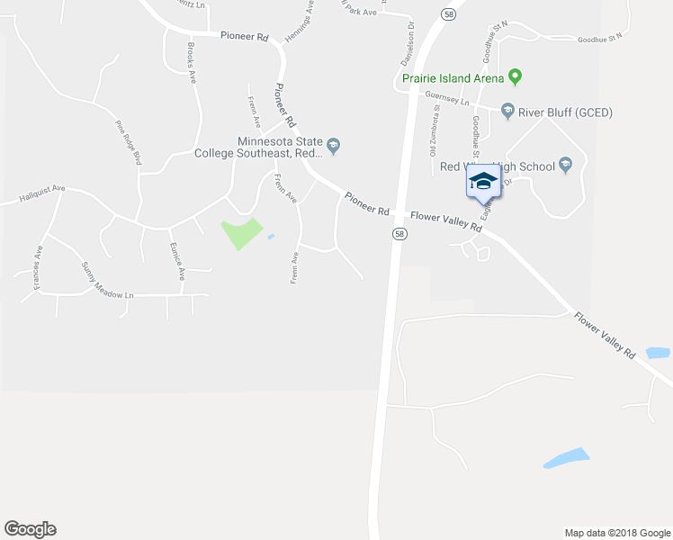 map of restaurants, bars, coffee shops, grocery stores, and more near 2622 Malmquist Avenue in Red Wing