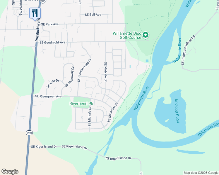 map of restaurants, bars, coffee shops, grocery stores, and more near 1157 Southeast Centerpointe Drive in Corvallis