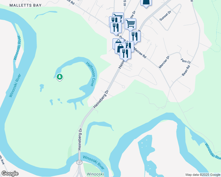 map of restaurants, bars, coffee shops, grocery stores, and more near 335 Heineberg Dr in Colchester