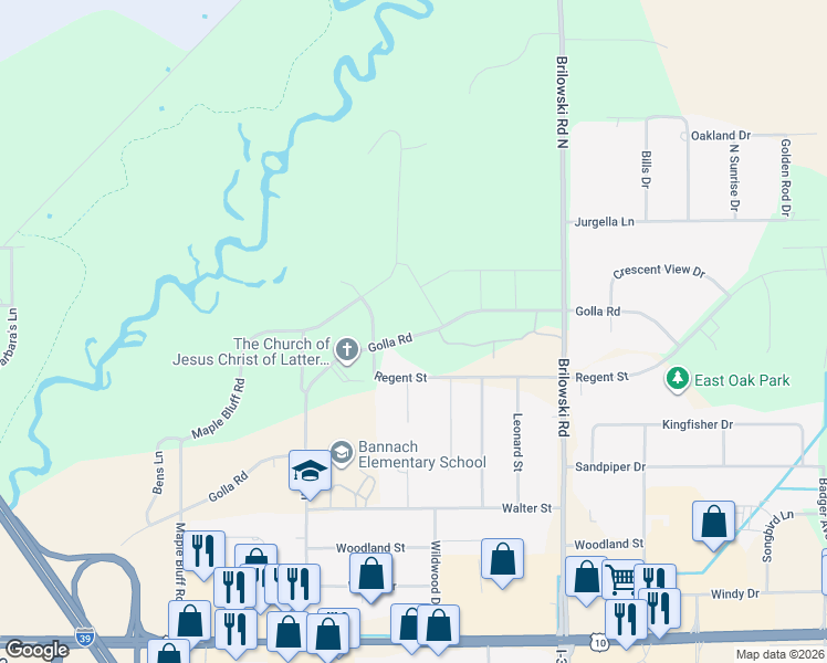 map of restaurants, bars, coffee shops, grocery stores, and more near 5403 Duncan Drive in Stevens Point