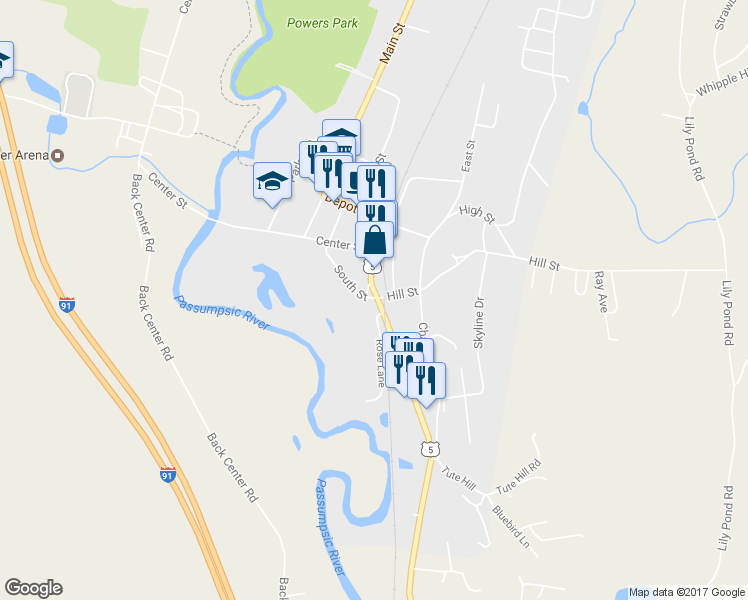 map of restaurants, bars, coffee shops, grocery stores, and more near 5 South Street in Lyndon