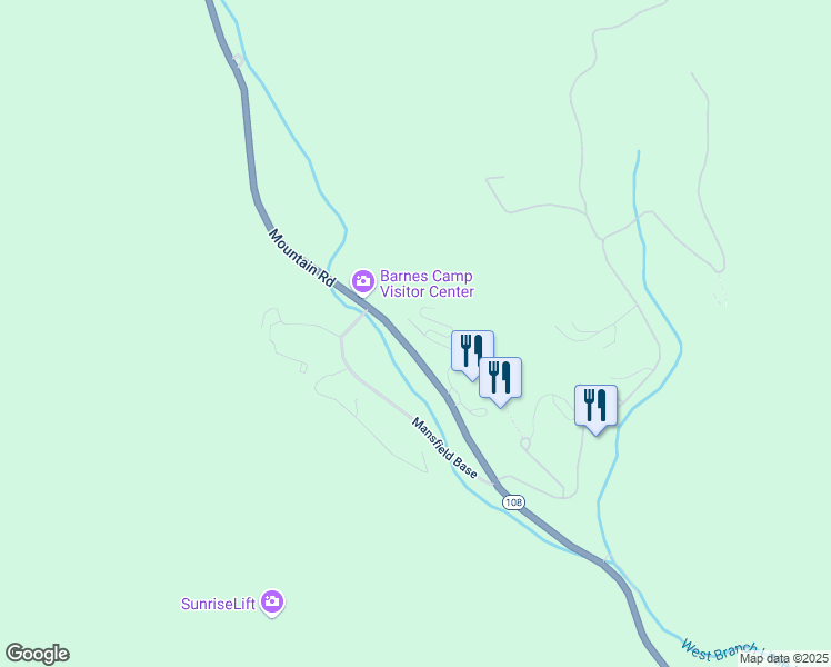 map of restaurants, bars, coffee shops, grocery stores, and more near 211 Liftline Drive in Stowe