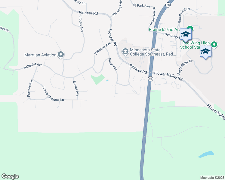 map of restaurants, bars, coffee shops, grocery stores, and more near 261 Frenn Avenue in Red Wing