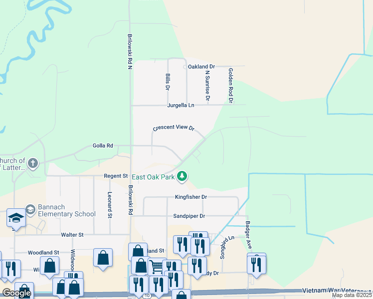 map of restaurants, bars, coffee shops, grocery stores, and more near 5688 Regent Street in Stevens Point