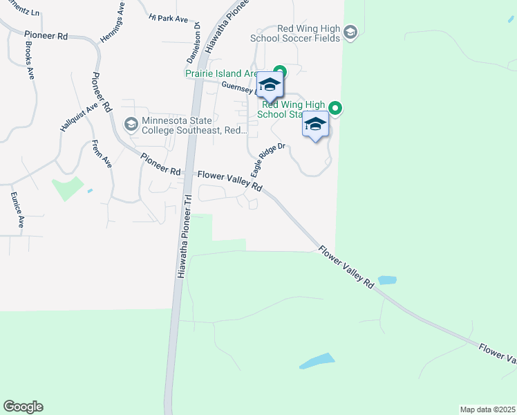 map of restaurants, bars, coffee shops, grocery stores, and more near 2533 Eagle Ridge Drive in Red Wing