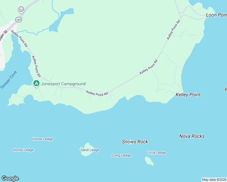 map of restaurants, bars, coffee shops, grocery stores, and more near 177 Kelley Point Road in Jonesport