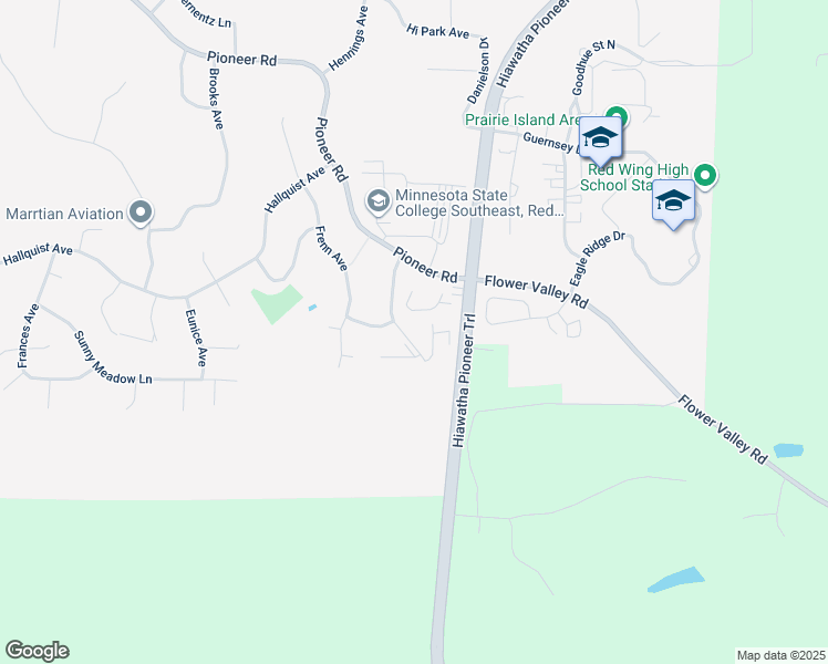 map of restaurants, bars, coffee shops, grocery stores, and more near 2617 Malmquist Avenue in Red Wing