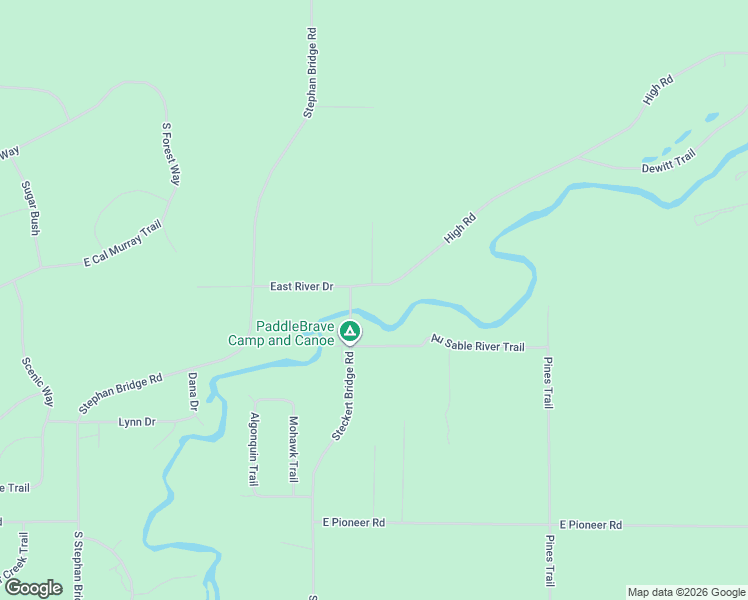 map of restaurants, bars, coffee shops, grocery stores, and more near 1101-1105 Ausable Trail in Roscommon