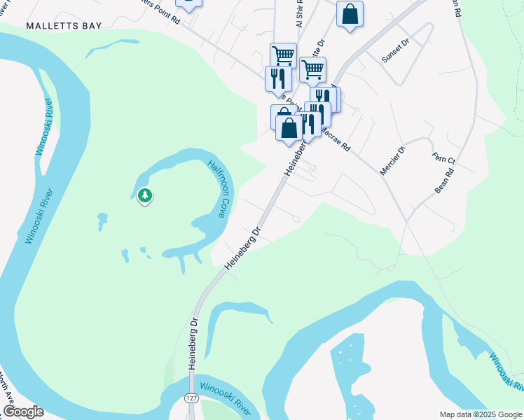 map of restaurants, bars, coffee shops, grocery stores, and more near 335 Heineberg Drive in Colchester