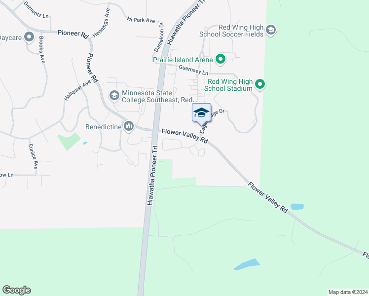 map of restaurants, bars, coffee shops, grocery stores, and more near 2533 Eagle Ridge Drive in Red Wing