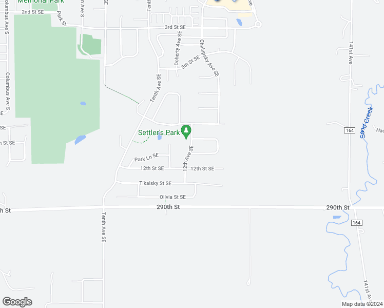 map of restaurants, bars, coffee shops, grocery stores, and more near 2390 10th Street Circle Southeast in New Prague