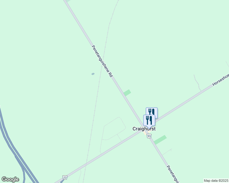 map of restaurants, bars, coffee shops, grocery stores, and more near 3514 Penetanguishene Road in Barrie