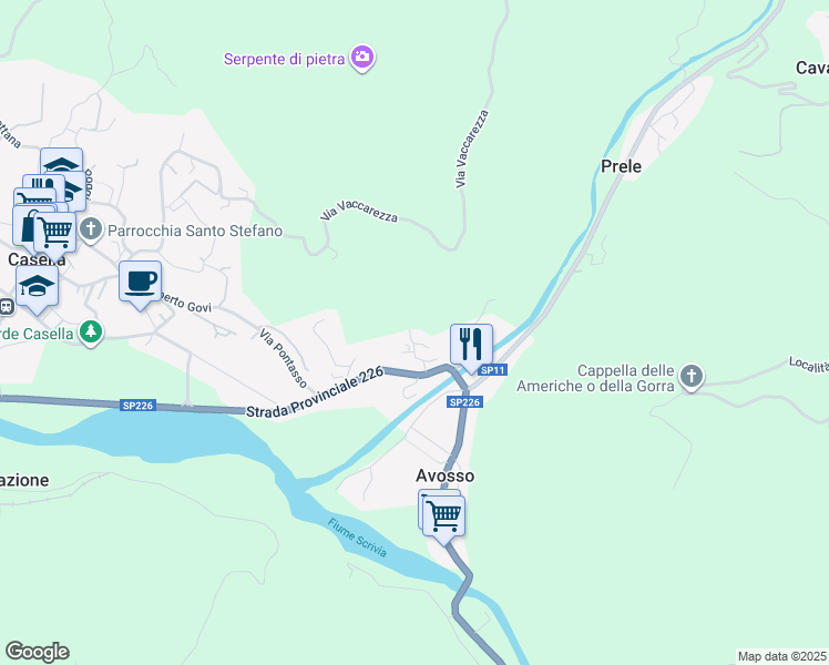 map of restaurants, bars, coffee shops, grocery stores, and more near 8 Via Cristoforo Colombo in Casella