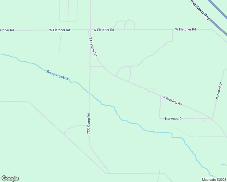 map of restaurants, bars, coffee shops, grocery stores, and more near 10304-10306 South Grayling Road in Roscommon