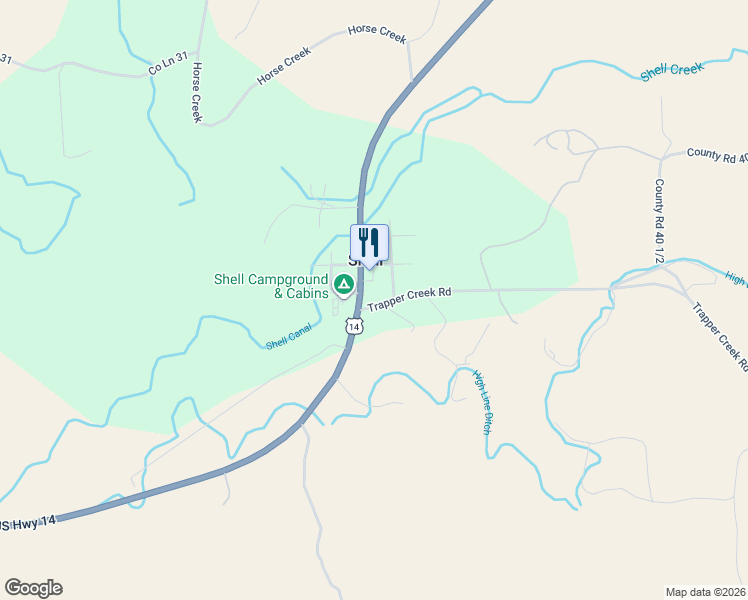 map of restaurants, bars, coffee shops, grocery stores, and more near in Shell