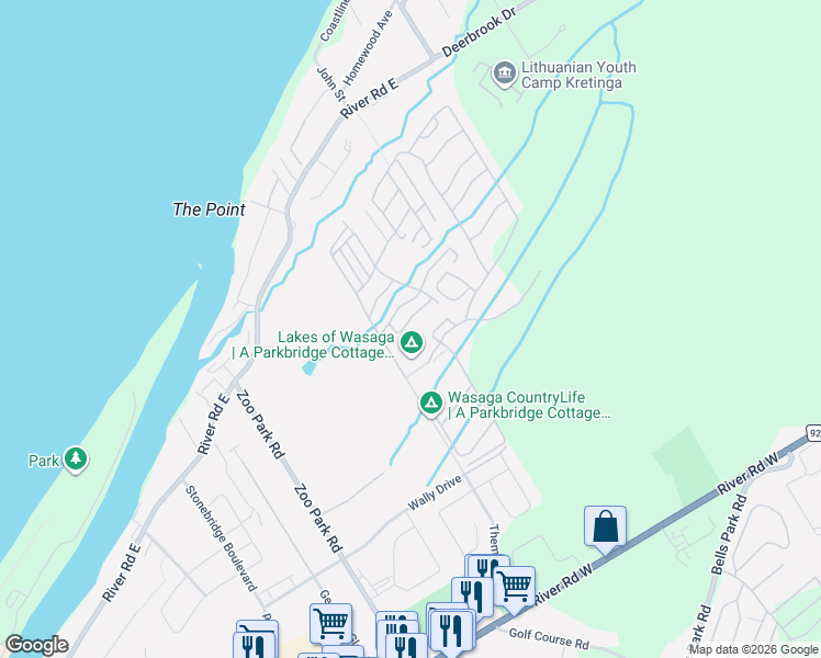 map of restaurants, bars, coffee shops, grocery stores, and more near 70 Topaz Street in Wasaga Beach