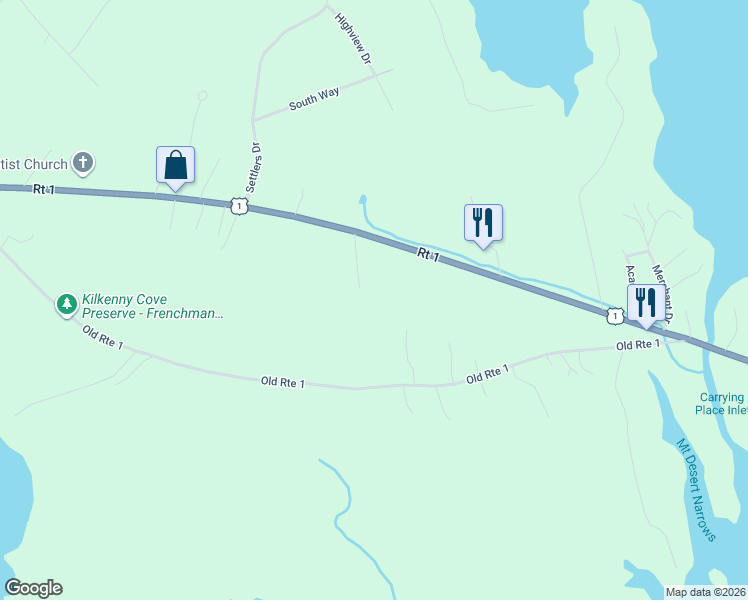 map of restaurants, bars, coffee shops, grocery stores, and more near 1122 U.S. 1 in Hancock