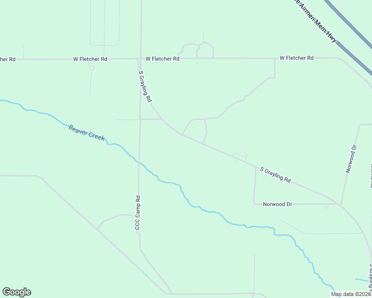 map of restaurants, bars, coffee shops, grocery stores, and more near 10304 South Grayling Road in Roscommon